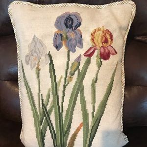 Beautiful floral needlepoint pillow